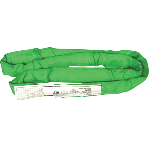 Round Slings, Green, 2" W x 4' L, 6000 lbs. Vertical Load Duraquip Inc