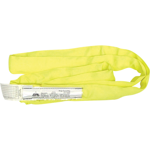 Round Slings, Yellow, 2" W x 6' L, 9000 lbs. Vertical Load Duraquip Inc