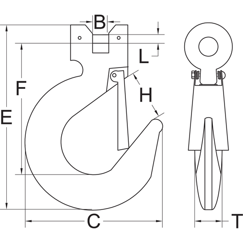 Crochet &agrave; manille avec clapet - calibre 70 Duraquip Inc