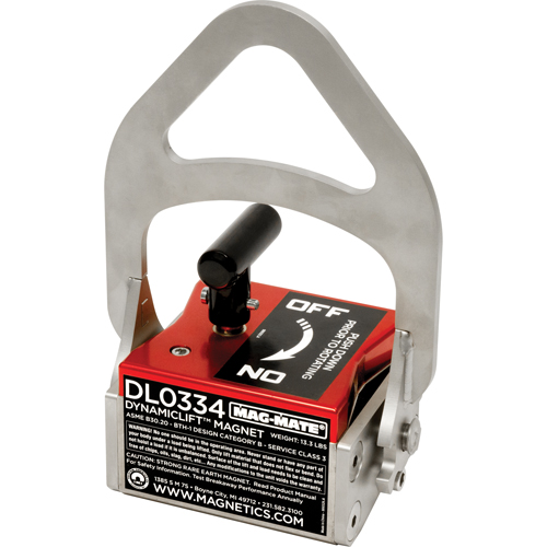 Dynamic Lift Magnets, 334 Holding Cap., 6-1/2" L x 4" W x 9-1/4" H Duraquip Inc