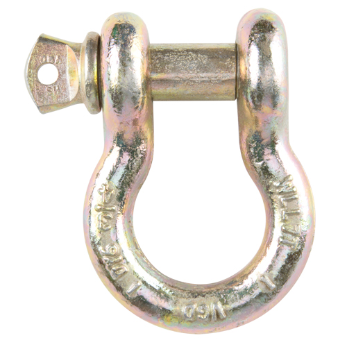 Screw Pin Anchor Shackle, 3/8", Screw Pin, Yellow Chromate Plated Duraquip Inc