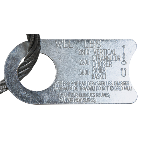&eacute;lingue de levage &agrave; c&acirc;ble m&eacute;tallique - deux boucles, galvanis&eacute; Duraquip Inc