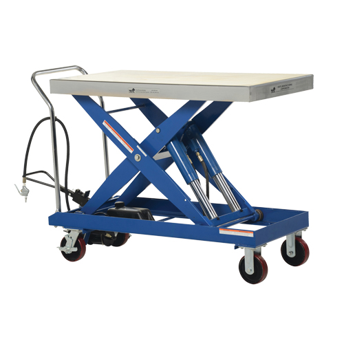 Pneumatic Hydraulic Scissor Lift Table, Steel, 47-1/2" L x 24" W, 2000 lbs. Cap. Duraquip Inc