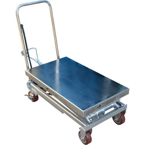 Pneumatic Hydraulic Scissor Lift Table, Stainless Steel, 35-1/2" L x 20" W, 800 lbs. Cap. Duraquip Inc