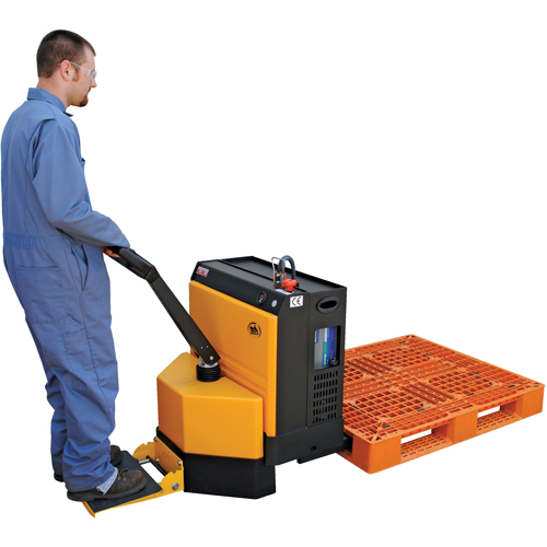 Fully Powered Electric Pallet Truck With  Stand-On Platform, 4500 lbs. Cap., 48" L x 30.25" W Duraquip Inc