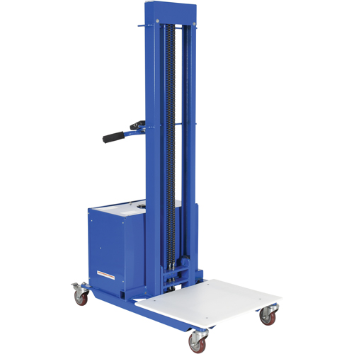 Quick Lift Stacker, Electric Operated, 400 lbs. Capacity, 72" Max Lift Duraquip Inc