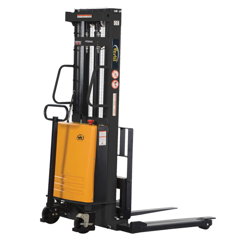 Fork Lift Stacker, Electric Operated, 2000 lbs. Capacity, 63" Max Lift Duraquip Inc