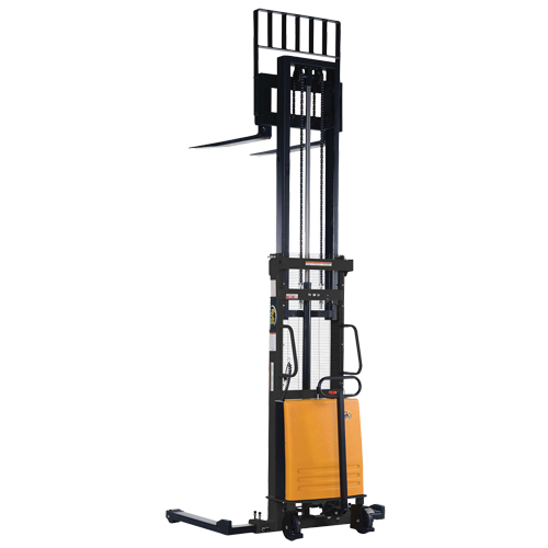 Fork Lift Stacker, Electric Operated, 2000 lbs. Capacity, 63" Max Lift Duraquip Inc