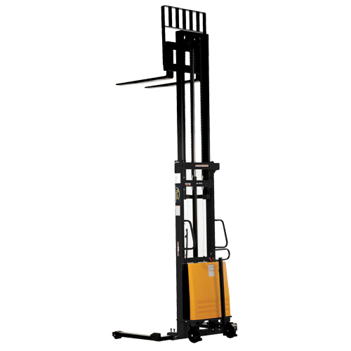 Fork Lift Stacker, Electric Operated, 2000 lbs. Capacity, 137" Max Lift Duraquip Inc