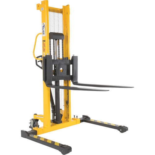 Manual Hydraulic Stacker, Hand Pump Operated, 2000 lbs. Capacity, 63" Max Lift Duraquip Inc