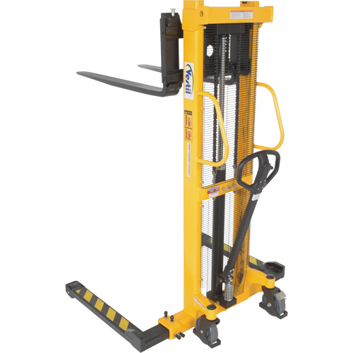 Manual Hydraulic Stacker, Hand Pump Operated, 2000 lbs. Capacity, 63" Max Lift Duraquip Inc