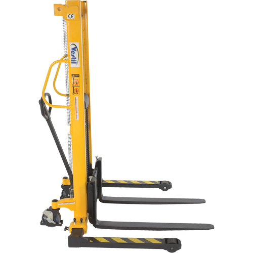 Manual Hydraulic Stacker, Hand Pump Operated, 2000 lbs. Capacity, 63" Max Lift Duraquip Inc