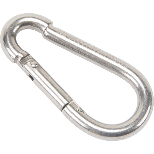 Mousqueton en acier inoxydable, 260 lb (0,13 tonne) Charge d'utilisation max., 1/4" Taille, 3/8" Oeil Duraquip Inc