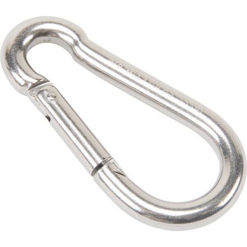 Mousqueton en acier inoxydable, 770 lb (0,385 tonne) Charge d'utilisation max., 3/8" Taille, 5/8" Oeil Duraquip Inc
