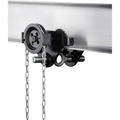 HTG Geared Clevis Trolley, 4409 lbs. (2 tons) Capacity, 2-39/64" - 8-43/64" Duraquip Inc