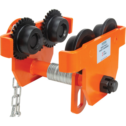 Adjustable Trolley with Safety Plates, 2000 lbs. (1 tons) Capacity, 2-5/16" - 4-14/16" Duraquip Inc