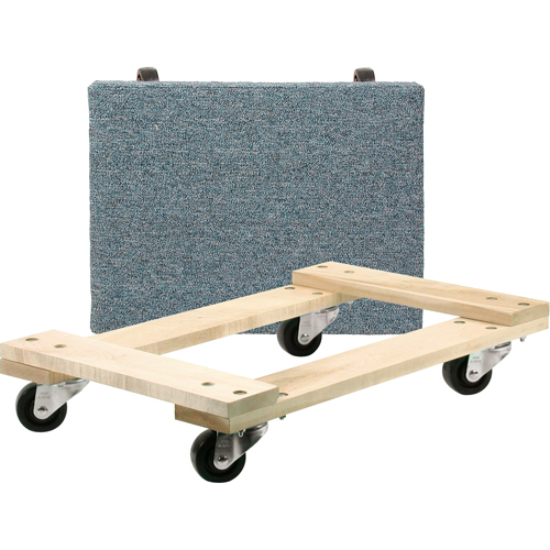 Wood Dollies - Medium-Duty, Polyolefin Wheels, 900 lbs. Capacity, 18" W x 24" D x 7" H Duraquip Inc