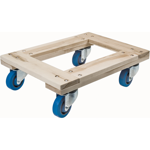 Wood Dollies - Heavy-Duty, Rubber Wheels, 1400 lbs. Capacity, 18" W x 24" D x 7" H Duraquip Inc