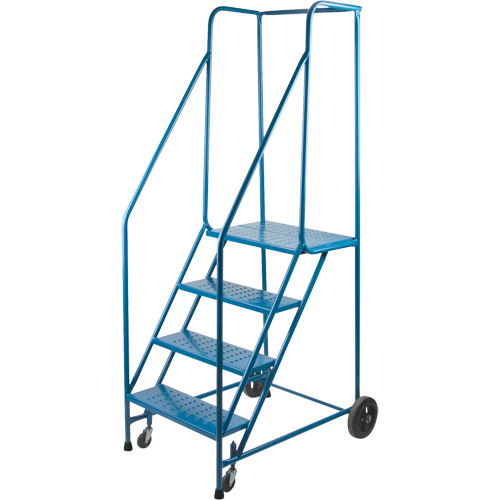 CSA-Certified Rolling Step Ladder, 4 Steps, 22" Step Width, 37" Platform Height, Steel Duraquip Inc
