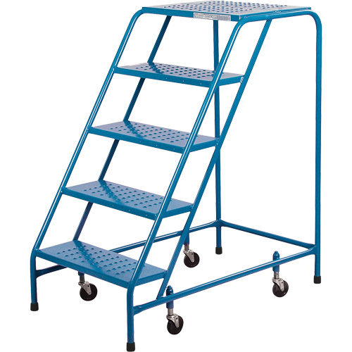 CSA-Certified Rolling Step Ladder, 5 Steps, 22" Step Width, 46" Platform Height, Steel Duraquip Inc