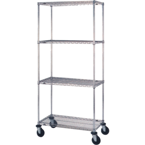 Wire Shelf Cart, Chrome Plated, 24" x 69" x 48", 800 lbs. Capacity Duraquip Inc