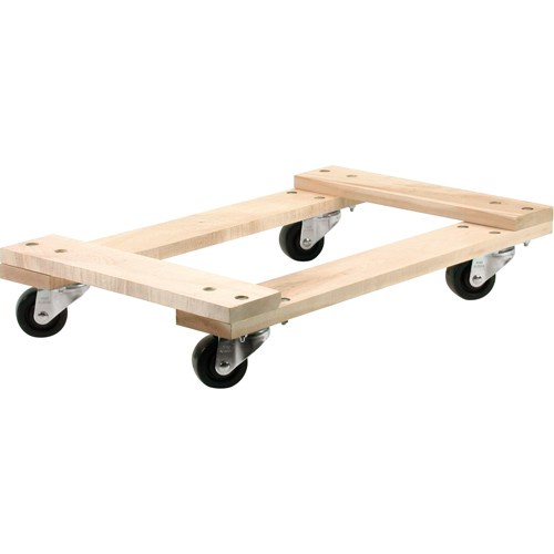 Wood Dollies - Medium-Duty, Polyolefin Wheels, 900 lbs. Capacity, 18" W x 30" D x 7" H Duraquip Inc
