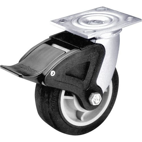 Total Locking Caster, Swivel with Brake, 6" (152.4 mm), Rubber, 500 lbs. (227 kg.) Duraquip Inc