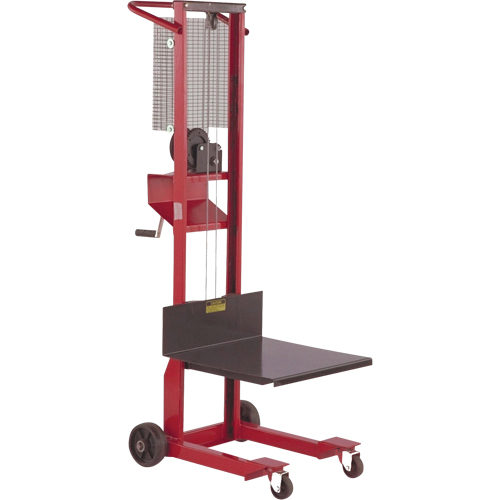 Platform Lift Stacker, Hand Winch Operated, 500 lbs Capacity, 54" Max Lift Duraquip Inc