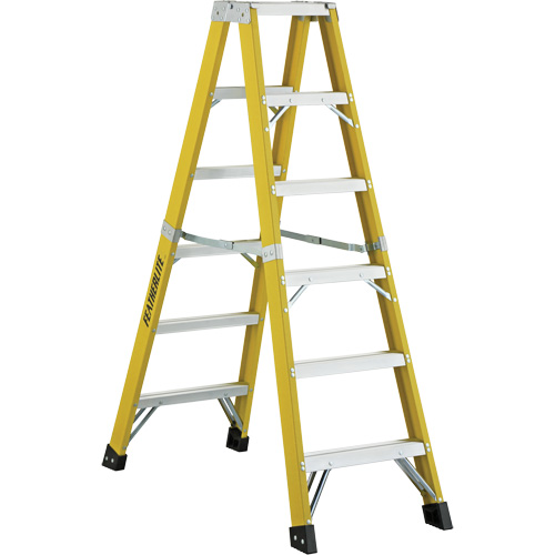 6600 Series Industrial Heavy-Duty 2-Way Stepladders, Fibreglass, 300 lbs. Capacity, 6' Duraquip Inc
