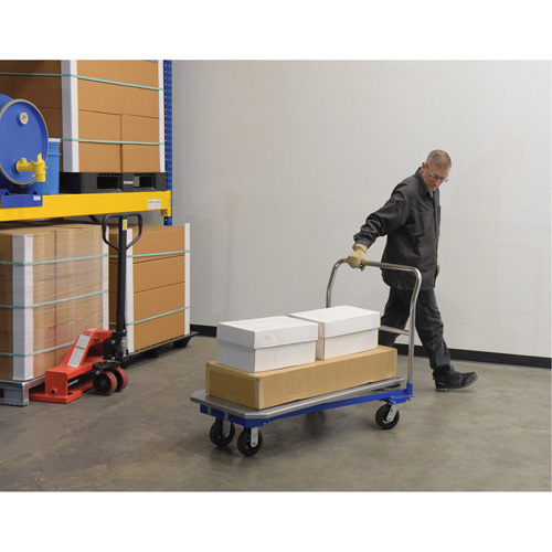Platform Cart, 48" L x 24" W, 1500 lbs. Capacity, Mold-on Rubber Casters Duraquip Inc