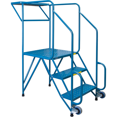 Mechanics/Maintenance Rolling Ladder, Steel, 3 Steps, 28" Platform Height Duraquip Inc