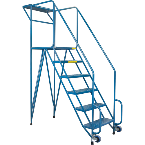 Mechanics/Maintenance Rolling Ladder, Steel, 6 Steps, 57" Platform Height Duraquip Inc