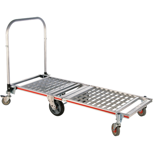 Six Wheel Folding Platform Truck, Aluminum, 1550 lbs., 61-7/8" L x 23-1/4" W, 39" High Duraquip Inc