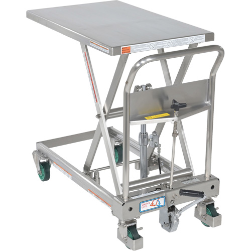 Hydraulic Scissor Lift Table, 31-1/2" L x 19-1/2" W, Stainless Steel, 550 lbs. Capacity Duraquip Inc