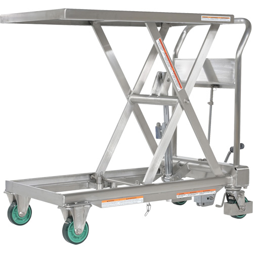 Hydraulic Scissor Lift Table, 31-1/2" L x 19-1/2" W, Stainless Steel, 550 lbs. Capacity Duraquip Inc