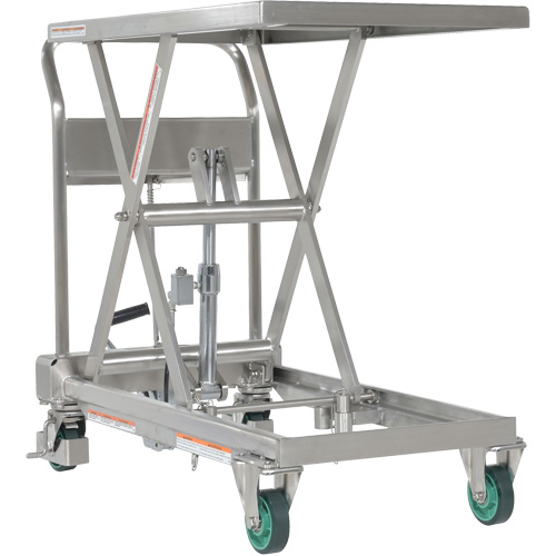 Hydraulic Scissor Lift Table, 31-1/2" L x 19-1/2" W, Stainless Steel, 550 lbs. Capacity Duraquip Inc