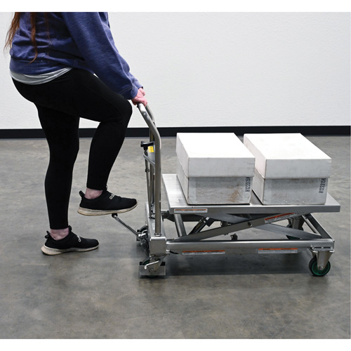 Hydraulic Scissor Lift Table, 31-1/2" L x 19-1/2" W, Stainless Steel, 550 lbs. Capacity Duraquip Inc