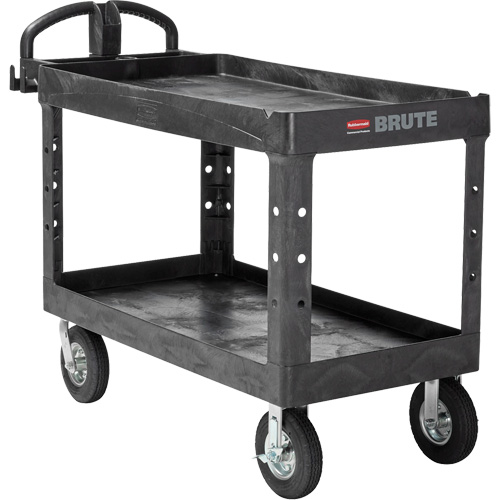 Heavy-Duty Utility Cart, 2 Tiers, 25-1/4" x 33-1/4" x 55", 750 lbs. Capacity Duraquip Inc