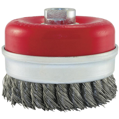 Brosse boisseau &agrave; fils li&eacute;s et nou&eacute;s, 5" dia. x 5/8"-11 arbre Duraquip Inc