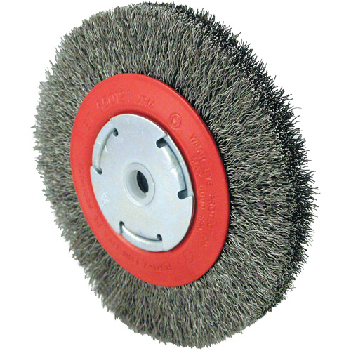 101F-2M Crimped Wire Brush, 6" Dia., 0.014" Fill, 1/2" - 2" Arbor Duraquip Inc