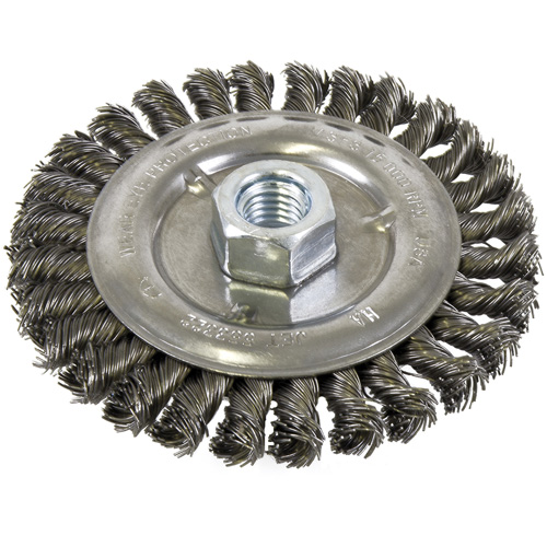 Standard Face Knot Wire Wheel Threaded, 5" Dia., 0.022" Fill, 5/8"-11 Arbor, Steel Duraquip Inc