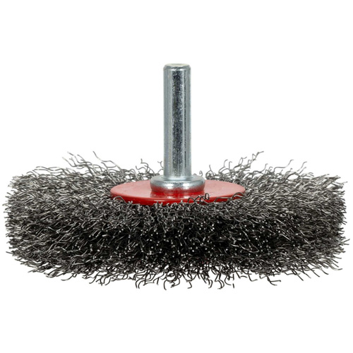 Brosse radiale &agrave; fils cr&ecirc;p&eacute;s mont&eacute; sur mandrin ER300-12, 3", Fils ,012" Duraquip Inc
