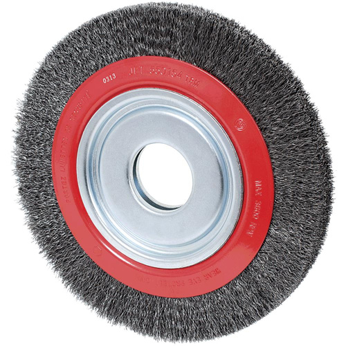 Crimped Wire Wheel, 8" Dia., 0.007" Fill, 1/2"/2"/5/8" Arbor Duraquip Inc