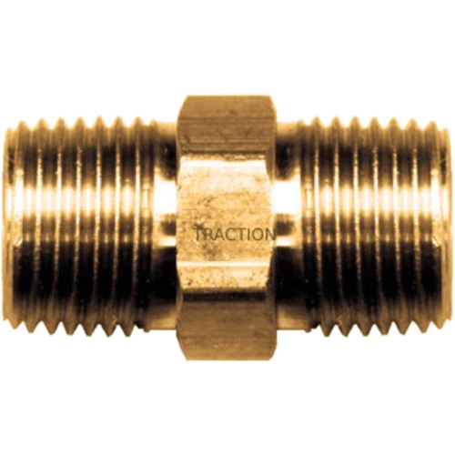 Hex Nipple, Brass, 3/8" x 1/4", NPT x NPT Duraquip Inc