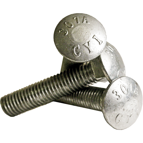 Carriage Bolt Full thread, 5/16" x 2-1/2" L, Galvanized, Coarse Duraquip Inc