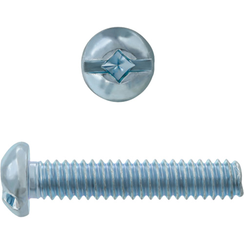 Round Square/Slot HD Machine Screws, #6 x 3" L, Zinc Plated Duraquip Inc