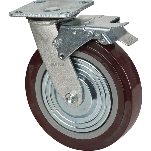 Roulette, Pivotant avec frein, 8" (203,2 mm), Polyur&eacute;thane, 1000 lb (453,6 kg) Duraquip Inc