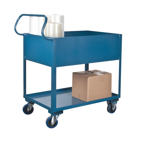 Deep Lipped Service Cart, 2 Tiers, 24" W x 47" H x 36" D, 1200 lbs. Capacity Duraquip Inc