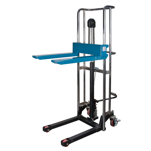 Gerbeur hydraulique &agrave; plateforme, M&eacute;canisme Pompe au pied, Capacit&eacute; de 880 lb, Levage max de 60" Duraquip Inc