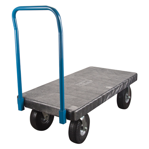 Plastic Platform Trucks, 60" L x 30" W, 1000 lbs. Cap., Pneumatic Wheels Duraquip Inc